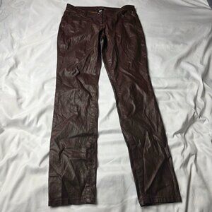 W by Worth Coated Brown Straight-Leg Pants Size 2
